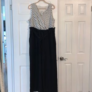 Black and white striped jumpsuit